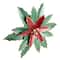 14" Small Green and Red Metal Poinsettia Christmas Wall Hanging